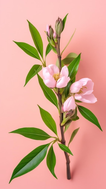 Delicate peach buds and peon flower with leaves nature flowers gardens