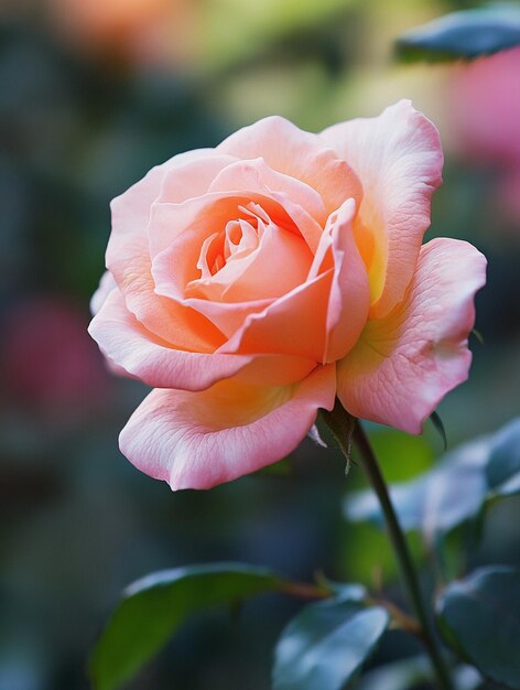 Delicate Peach Rose Blossom in Soft Focus Natures Beauty and Floral Elegance