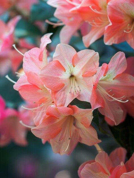 Photo delicate pink azalea blossoms in bloom spring floral beauty