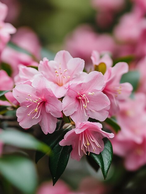 Photo delicate pink azalea blossoms in bloom spring floral beauty