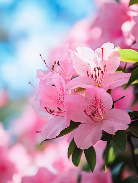 Photo delicate pink azalea blossoms in soft focus spring floral beauty