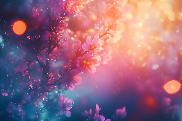 Photo delicate pink blossoms with dreamy bokeh