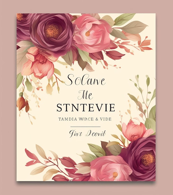 Delicate pink floral save the date wedding card