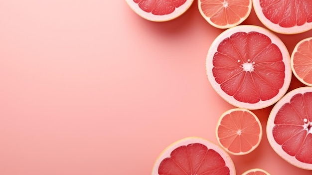 Delicate Pink Grapefruit Border AI Generated