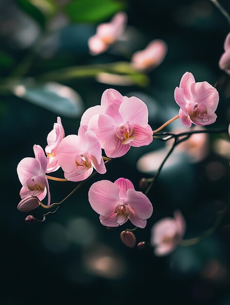 Delicate Pink Orchids in Soft Focus Elegant Floral Background for Wellness and Nature Themes