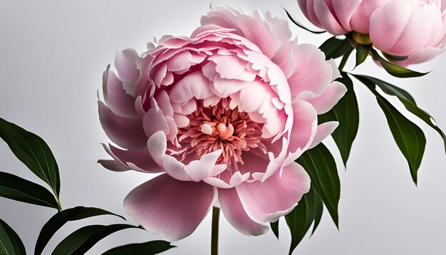 Delicate pink peony isolated on white background