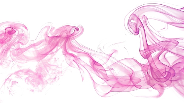 Photo delicate pink smoke swirls gracefully across a white background in artistic composition