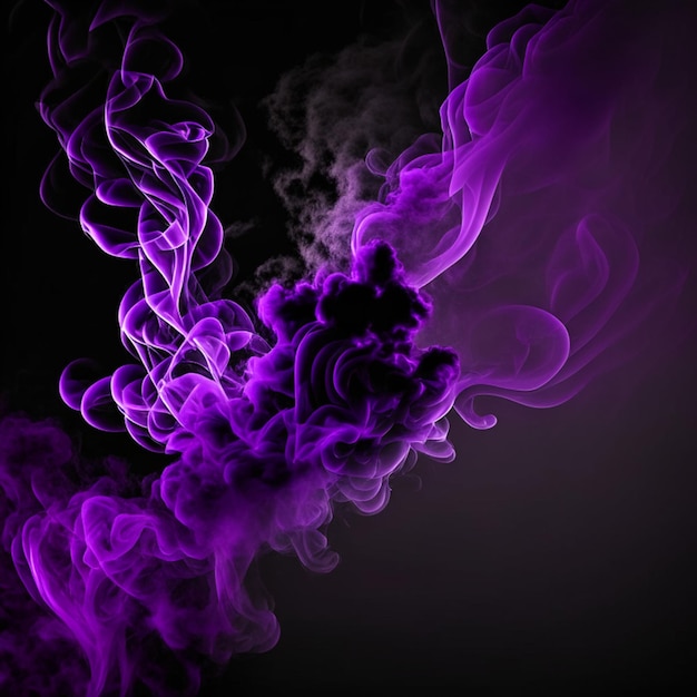 Delicate purple cigarette smoke movement on black backdrop