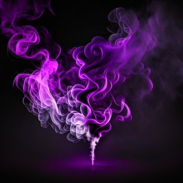 Delicate purple cigarette smoke movement on black backdrop