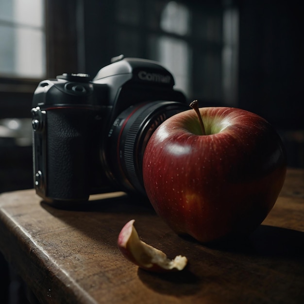 Photo a delicate ripe apple painted in lush oiloncanvas stro