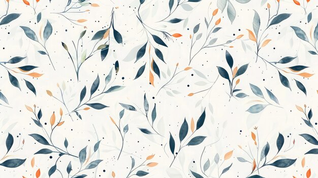 Photo delicate seamless pattern of floral sprigs and leaves