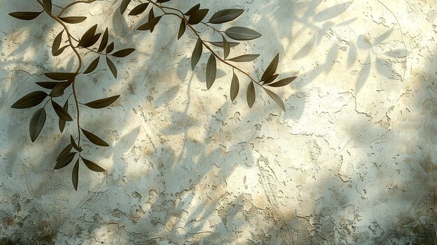 Delicate shadows of leaves cast on a weathered wall in soft afternoon light