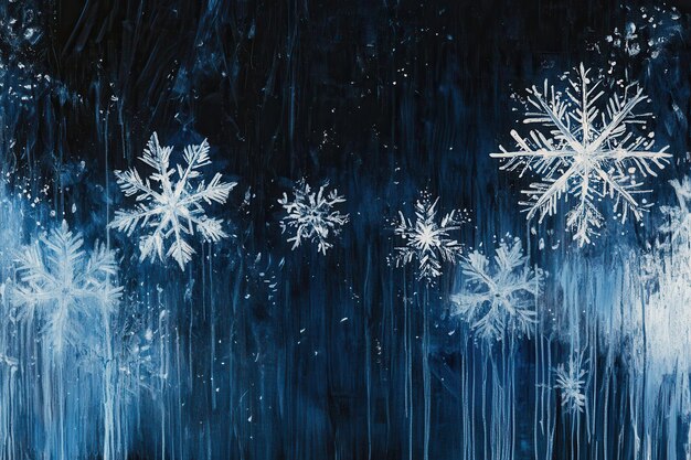 Photo delicate snowflakes drift gracefully in an abstract design contrasting beautifully with the dark rich background of winter generative ai