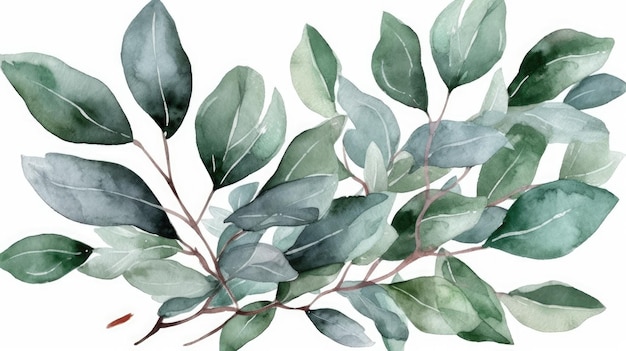 Delicate Watercolor Greenery Arrangement with CutOut Branches and Leaves