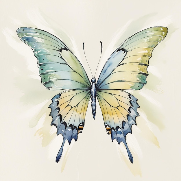 Photo delicate watercolor illustration of a majestic butterfly with intricately painted wings