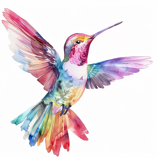 Photo delicate watercolour hummingbird