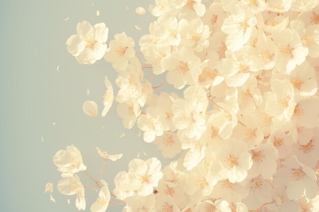 Photo delicate white blossoms in soft pastel background with gentle atmosphere