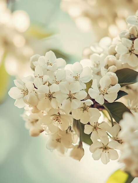 Photo delicate white blossoms spring floral background for nature and wellness themes