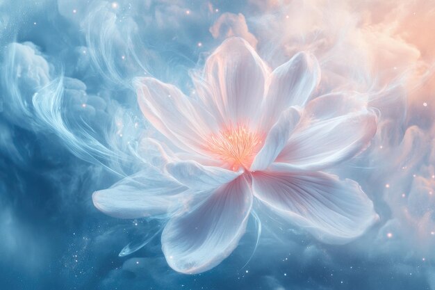 Photo delicate white flower in a celestial dream