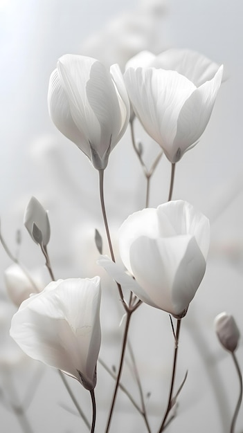 Delicate White Flowers in Soft Focus Generative Ai