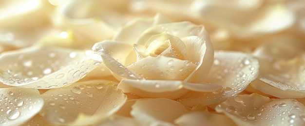 Delicate White Rose Petals with Water Drops