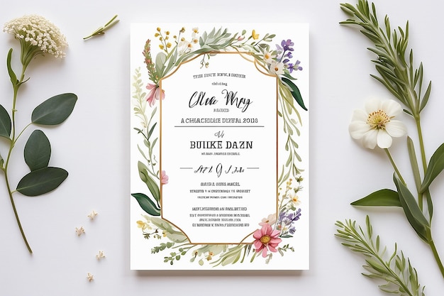 Delicate Wildflower Wedding Invitation Card