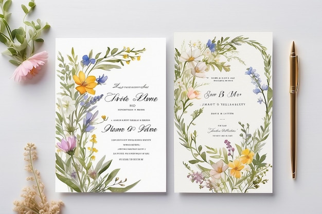 Delicate Wildflower Wedding Invitation Card