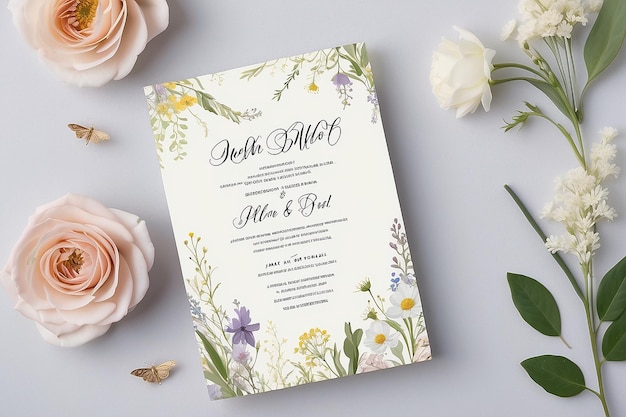 Delicate Wildflower Wedding Invitation Card