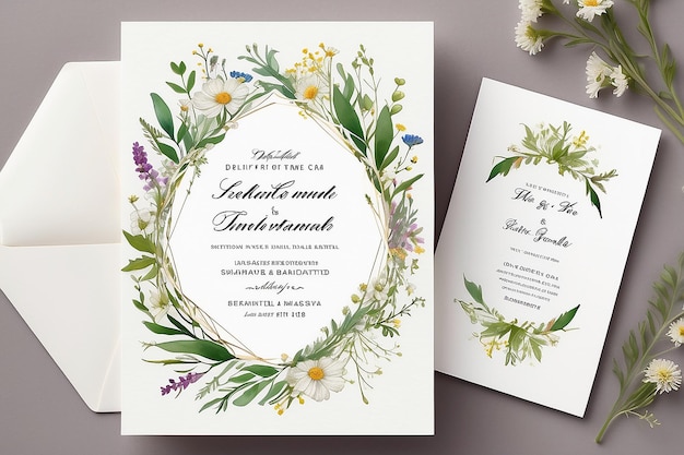 Delicate Wildflower Wedding Invitation Card