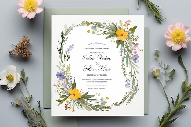 Delicate Wildflower Wedding Invitation Card