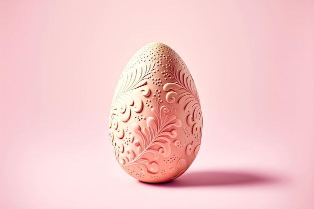 Delicately painted easter egg on light pink background