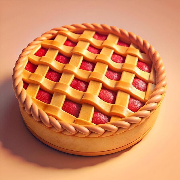 A delicious 3D illustration of a cherry pie