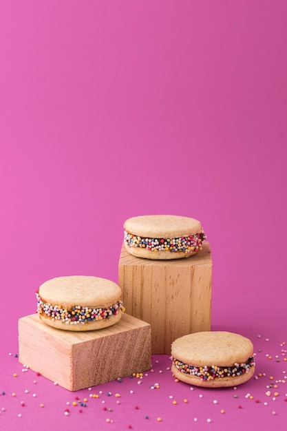 Delicious alfajores concept with copy space