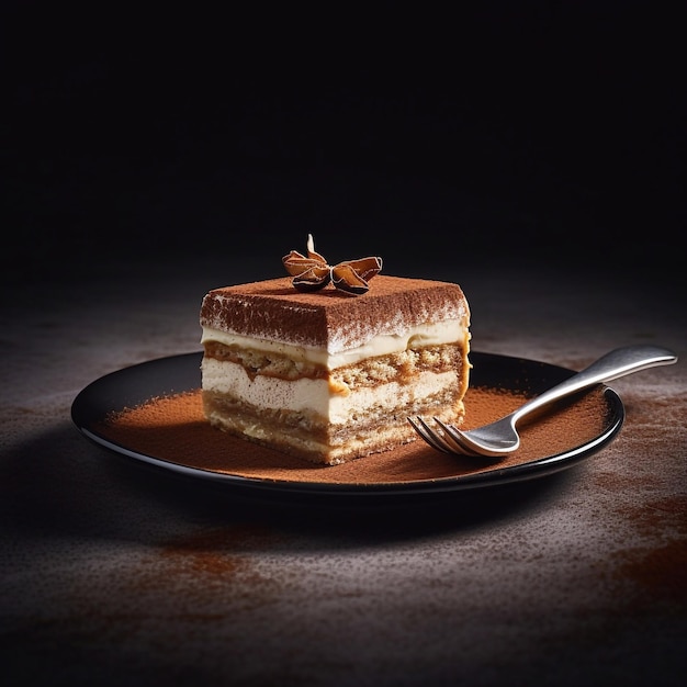 Delicious appetizing tiramisu cake with savoiardi sticks and coffee cream World famous dessert Generative AI