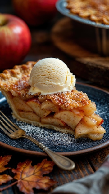 Photo delicious apple pie a la mode with fresh ingredients