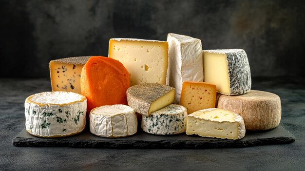 Photo a delicious array of different types of cheeses perfect for charcuterie boards and culinary delights