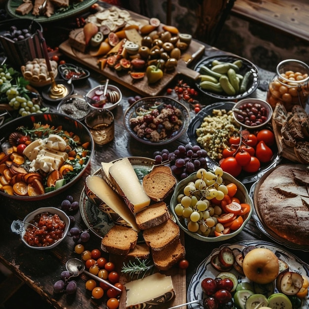 Delicious assortment of food on a stylish table