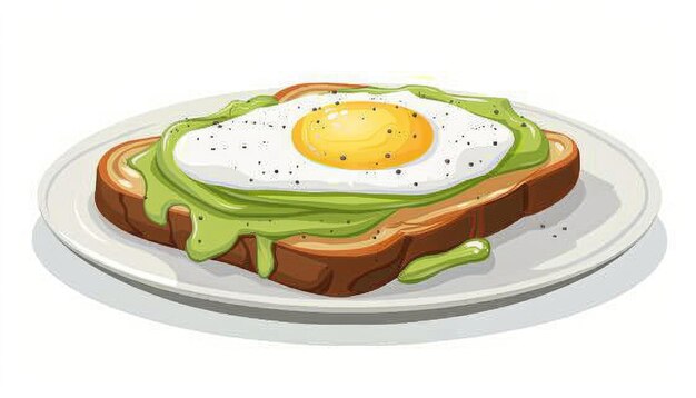 Photo delicious avocado toast topped with fried egg served on a white plate