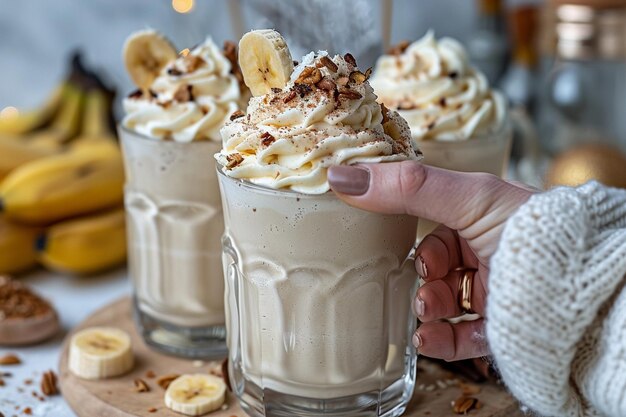 Photo delicious banana milkshake