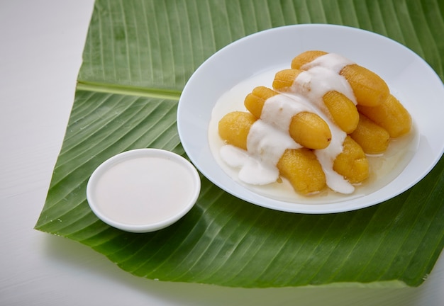 Delicious banana in syrup for Thai sweet 