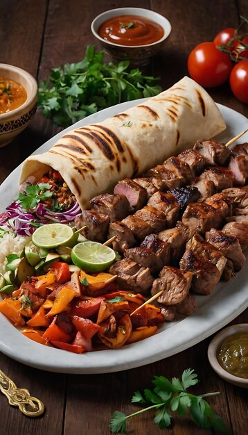 Photo delicious barbeque grilled seekh kebab or adana kebab