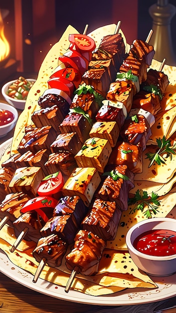 Delicious barbeque grilled Seekh Kebab or adana kebab