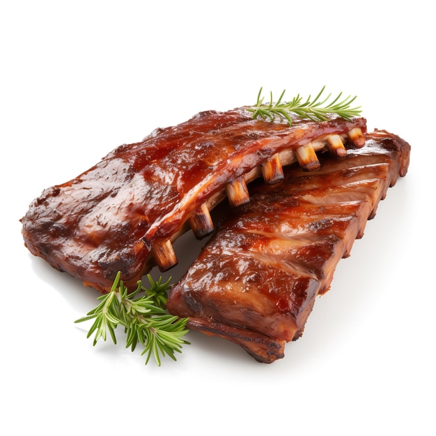 Delicious BBQ Ribs isolated on White background