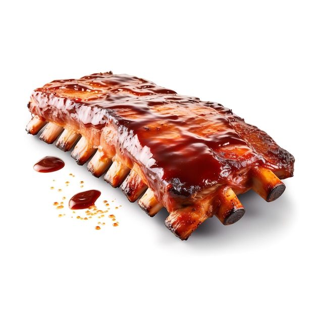 Delicious BBQ Ribs isolated on White background