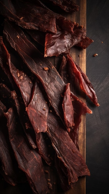 Delicious Beef Jerky Meat Product Vertical Background