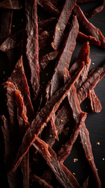 Delicious Beef Jerky Meat Product Vertical Background