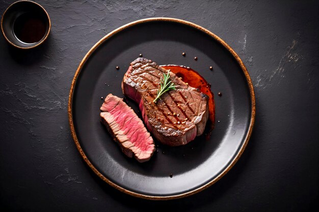 Photo delicious beef steak with vegetables served on a plate