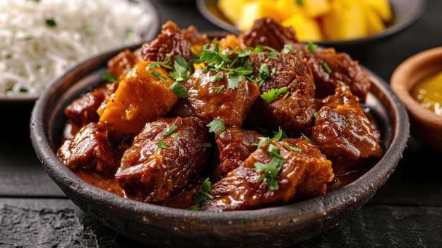 Delicious beef stew with rice and vegetables