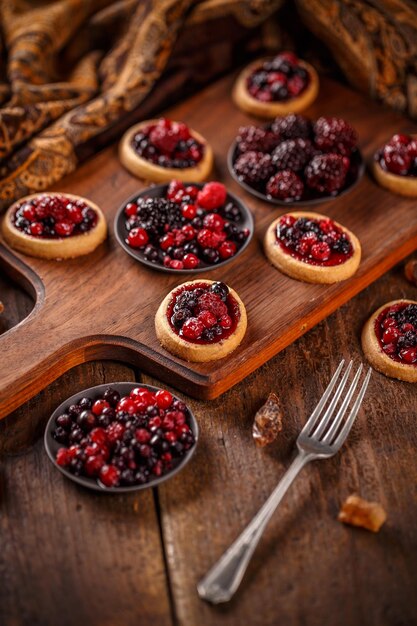 Delicious berry fruits mini tarts