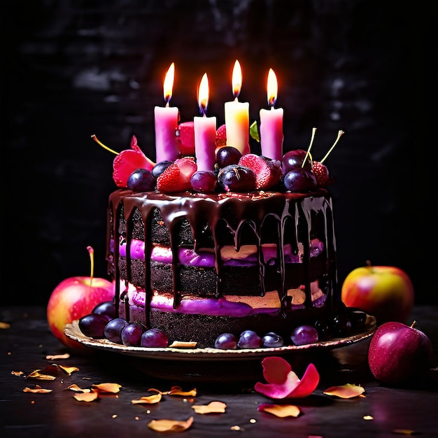 Delicious birthday cake with rbackground